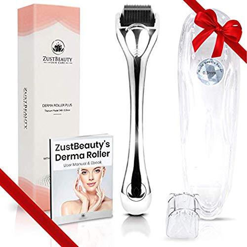 [Australia] - ZUSTBEAUTY | Derma Roller Microneedling Skin Care Tool for Face | Premium 0.3MM Microneedling Roller | Microdermabrasion 540 Titanium Micro Needles Set | Includes FREE Case, Cleaning Cup & User Guide 