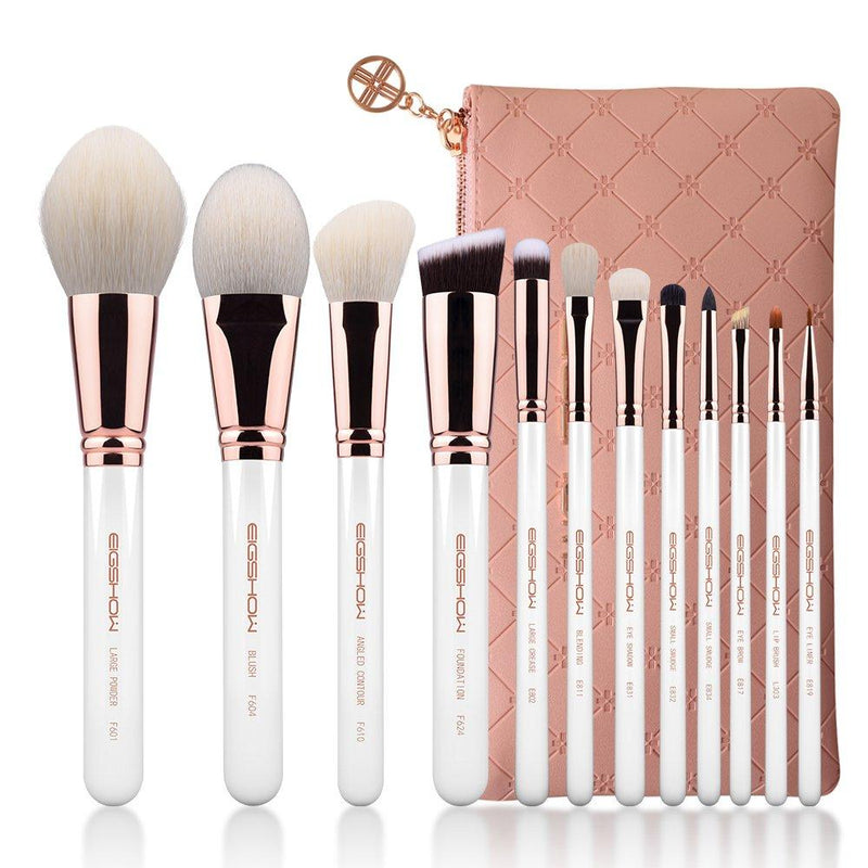 [Australia] - Makeup Brushes 12pcs Professional Cosmetic Brushes,Eigshow Limited Edition Foundation Powder Contour Blush Cosmetic Eye Brush Sets With Luxury Cosmetic Bag(PRO 12pcs RoseGold) 