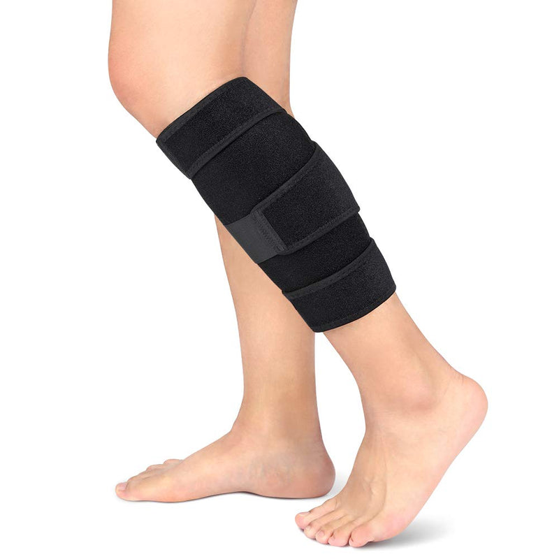 [Australia] - Calf Brace, Shin Splint Support Lower Leg Compression Wrap with Adjustable Three Anti-Slip Strap Support for Pulled Calf Muscle Pain Strain Injury, Sprain and Swelling, Fits Men and Women (Black) 