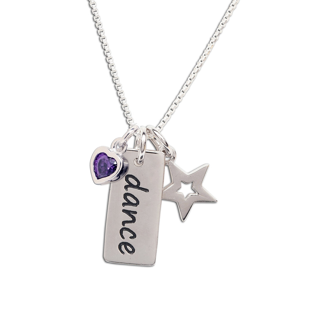 [Australia] - Girl's Sterling Silver"Dance" Pendant Necklace with Charms 14 inch-Lavender 