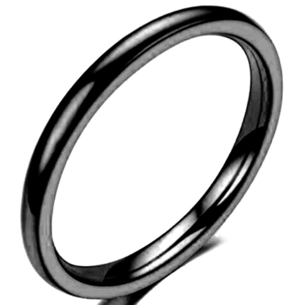 [Australia] - 2MM Tungsten Carbide Stackable Ring Plain Wedding Band Black 4 