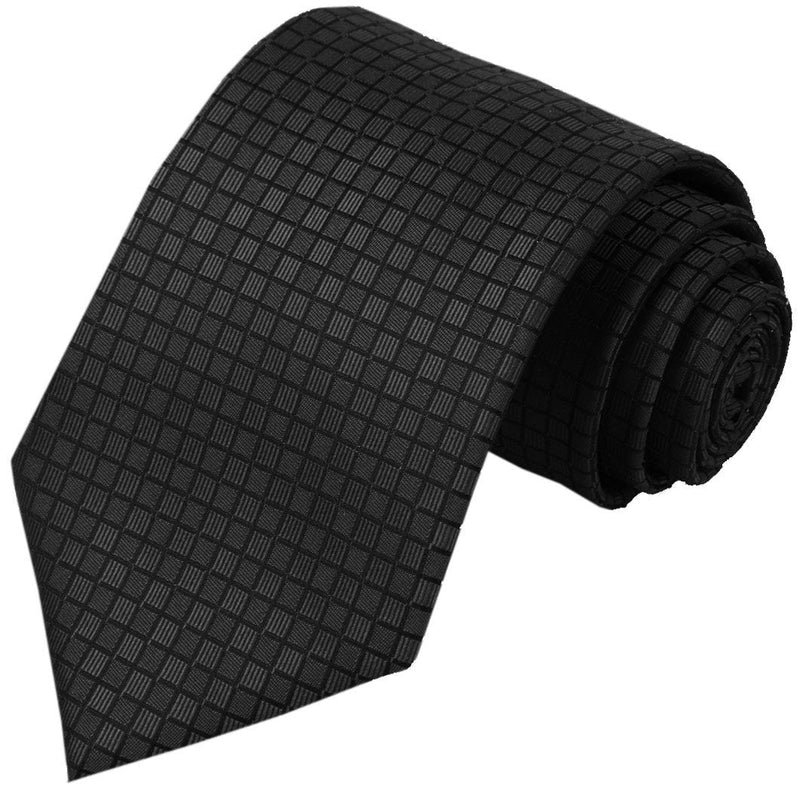 [Australia] - KissTies Ties for Men Solid Color Necktie Checkered Pattern + Gift Box Black 