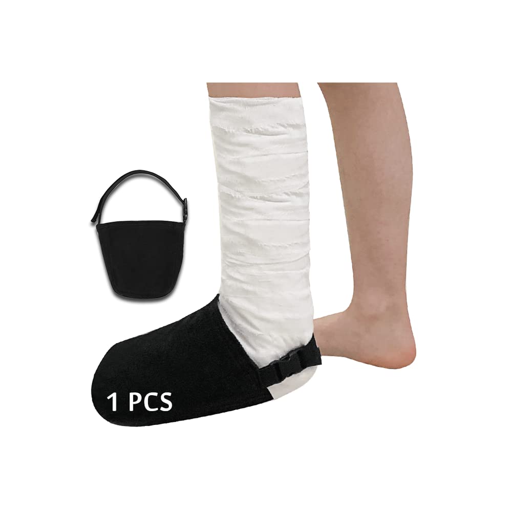 [Australia] - Cast Sock Toe Cover Soft for Foot Warmer Socks Walking Boot Broken Toe Ankle Orthotic Sock Protector Accessories After Surgery Orthopedic Boot Sock Leg Cast Covers (1 PCS) Black 