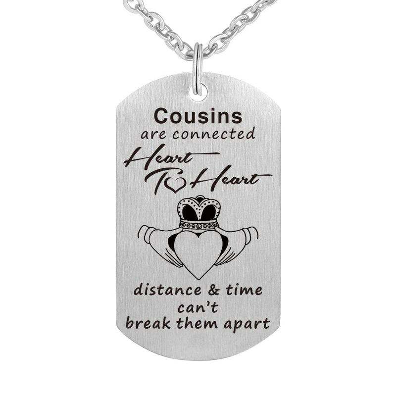 [Australia] - Freedom Love Gift Cousins are Connected Heart to Heart Personalized Pendant Necklace Charms Keychain 