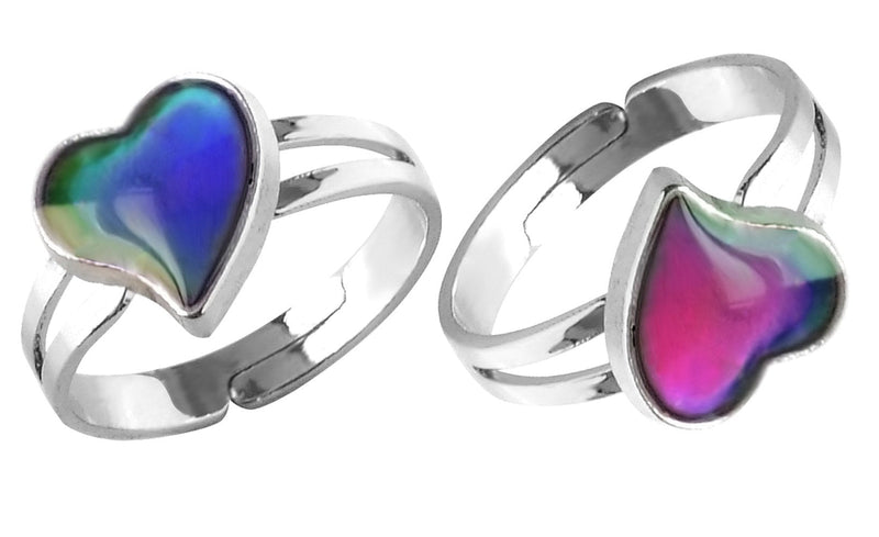 [Australia] - Acchmn Mood Ring Heart Shaped Changing Color Emotion Feeling Finger Ring 2 Pcs with Box 