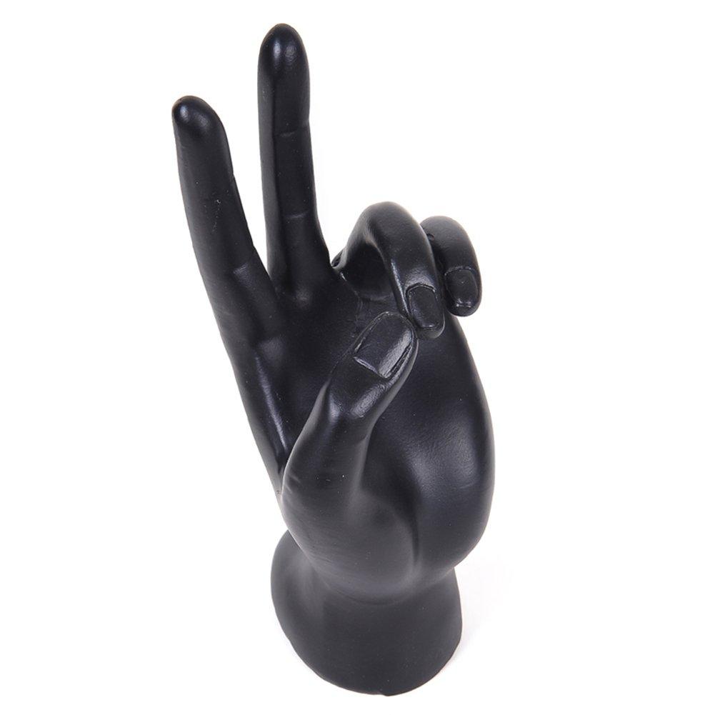 [Australia] - Funnuf Polyresin Victory Hand Form Jewelry Display Holder Bracelet Necklace Ring Jewelry Stand Black 