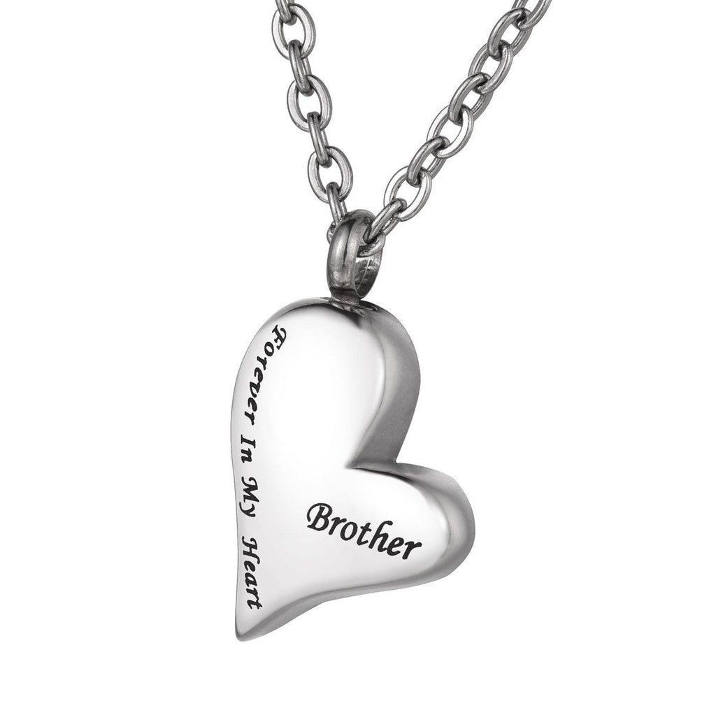 [Australia] - FCZDQ Cremation Jewelry Forever in My Heart Memorial Keepsake for Loved Ones Urn Pendant Ashes Necklace Brother 