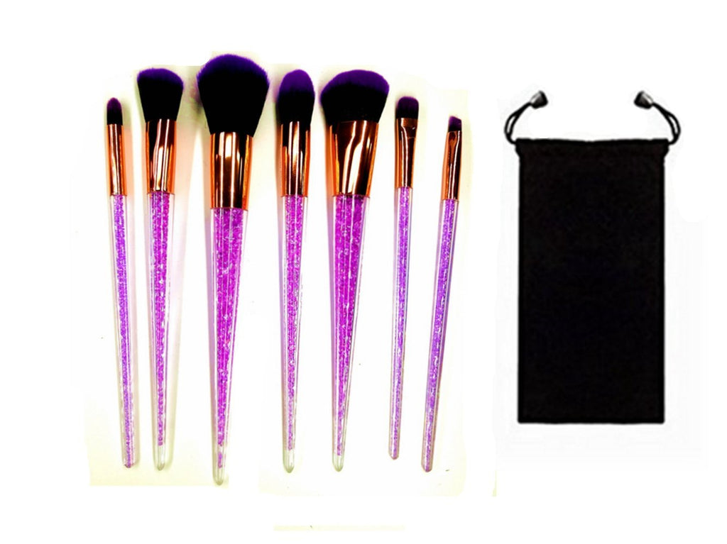 [Australia] - Makeup Brushes 7pcs Crystal Makeup Brush Set Premium Synthetic Artificial Fibres Foundation Brush Blending Face Powder Blush Concealers Eye Shadows Make Up Brushes Kit 