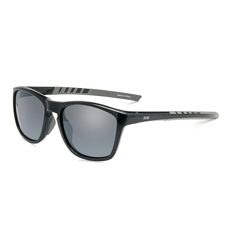 [Australia] - JOJEN Polarized Sports Sunglasses for Men Women Baseball Running Cycling Fishing Golf Tr90 Ultralight Frame JE001 Black Frame Grey Revo Lens 