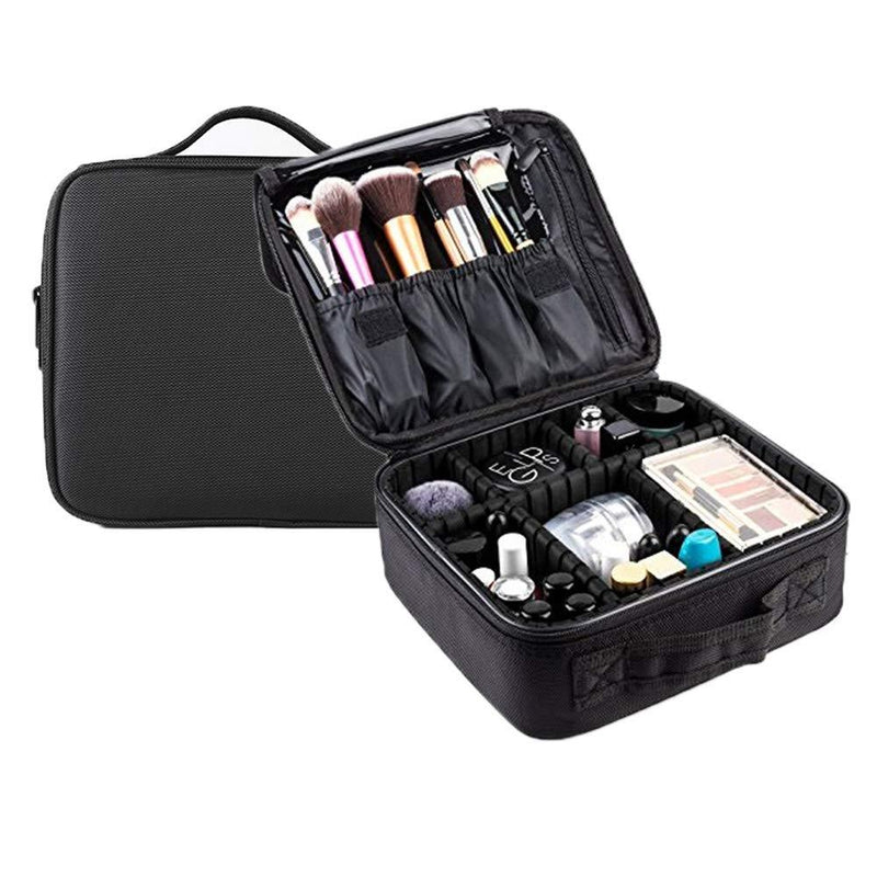 [Australia] - Travel Makeup Case Professional Travel Makeup Train Case 10'' Makeup Cosmetic Case Organizer Adjustable Dividers Travel Makeup Bag for Nail Tool,Makeup Brush,Toiletry,Jewelry and Digital Accessories Black-S 