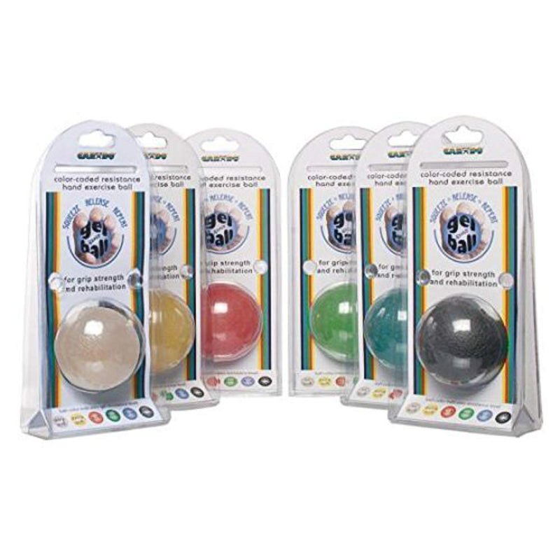 [Australia] - CanDo Gel Squeeze Ball Hand Exercisers for Grip Strength, Dexterity, Mobility, & Fine and Gross Motor Skills, Set of 6 (Tan, Yellow, Red, Green, Blue, Black) 