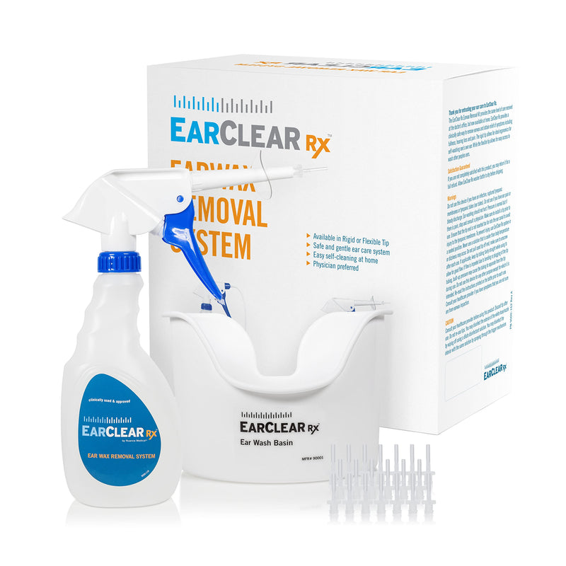 [Australia] - Earwax Removal System by Nuance Medical EarClear Rx – Safest Ear Flush Solution for Adults and Kids Self Use- Rigid Tip Ear Cleaning Kit with Basin and 20 Disposable Tips 