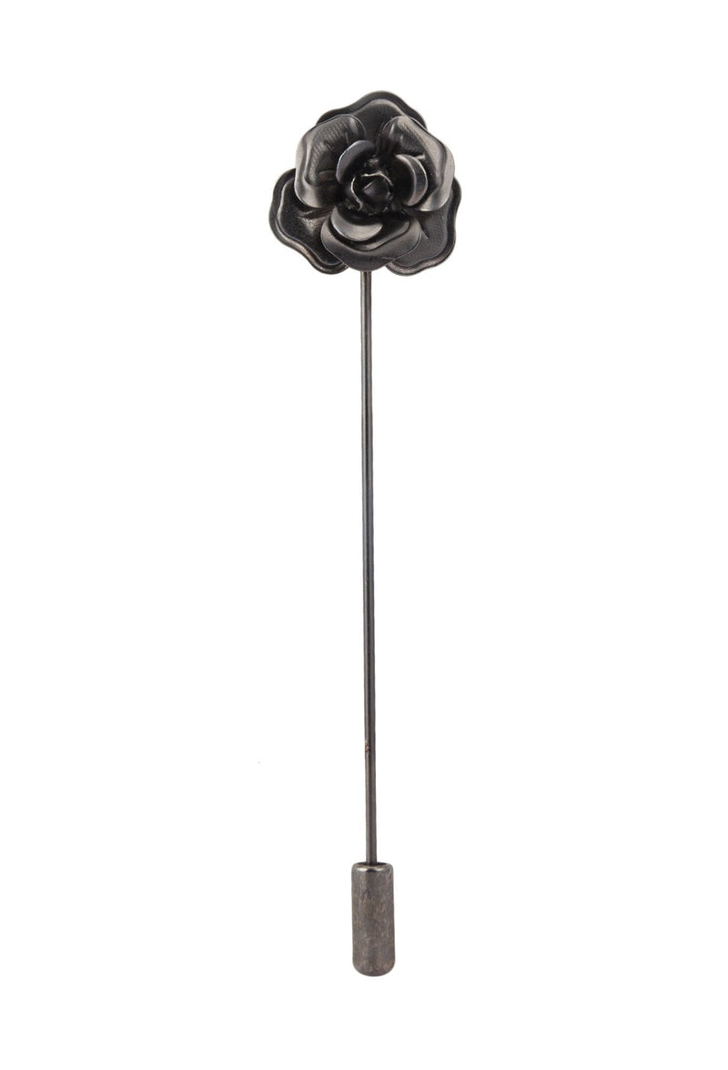 [Australia] - Knighthood Formal Black Metalic Flower Lapel Pin 