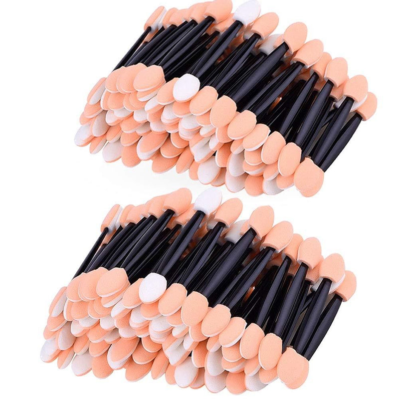 [Australia] - Amariver 200 Pack Disposable Eyeshadow Brush Sponge Tipped Oval Makeup Tool Dual Sides Eyeshadow Brush Comestic Applicator for Girls Lady Women Daily Beauty(Black) 