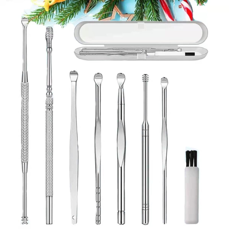 [Australia] - Ear Pick Ear Curette Earwax Pick Removal Tool Kit 8 Pcs, Stainless Steel Ear Hygiene Care Sets with Storage Box 