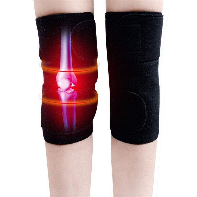 [Australia] - CTHOPER 1Pair Self Heating Knee Brace Sleeve, Adjustable Tourmaline Magnetic Therapy Knee Pad Support with Open Patella Stabilizer 