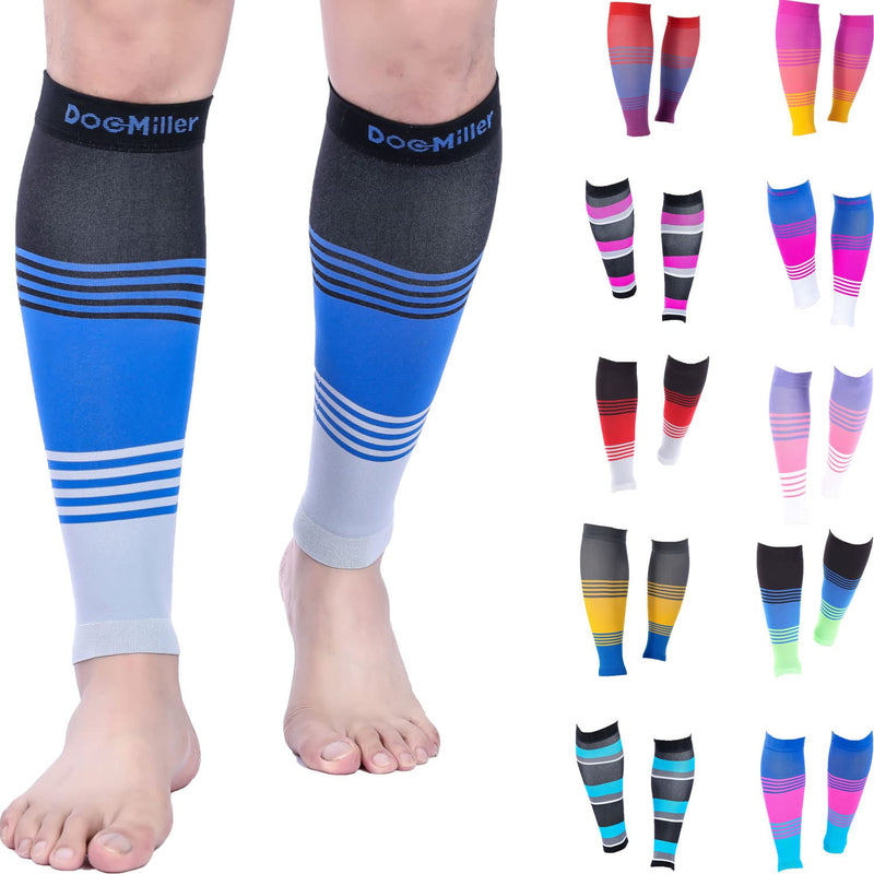 [Australia] - Doc Miller Calf Compression Sleeve Men and Women 20-30 mmHg, Shin Splint Compression Sleeve, Medical Grade Socks for Travel Recovery, Varicose Veins and Maternity 1 Pair XX-Large Black Blue Grey Calf Sleeve Black.Blue.Gray 2X-Large 