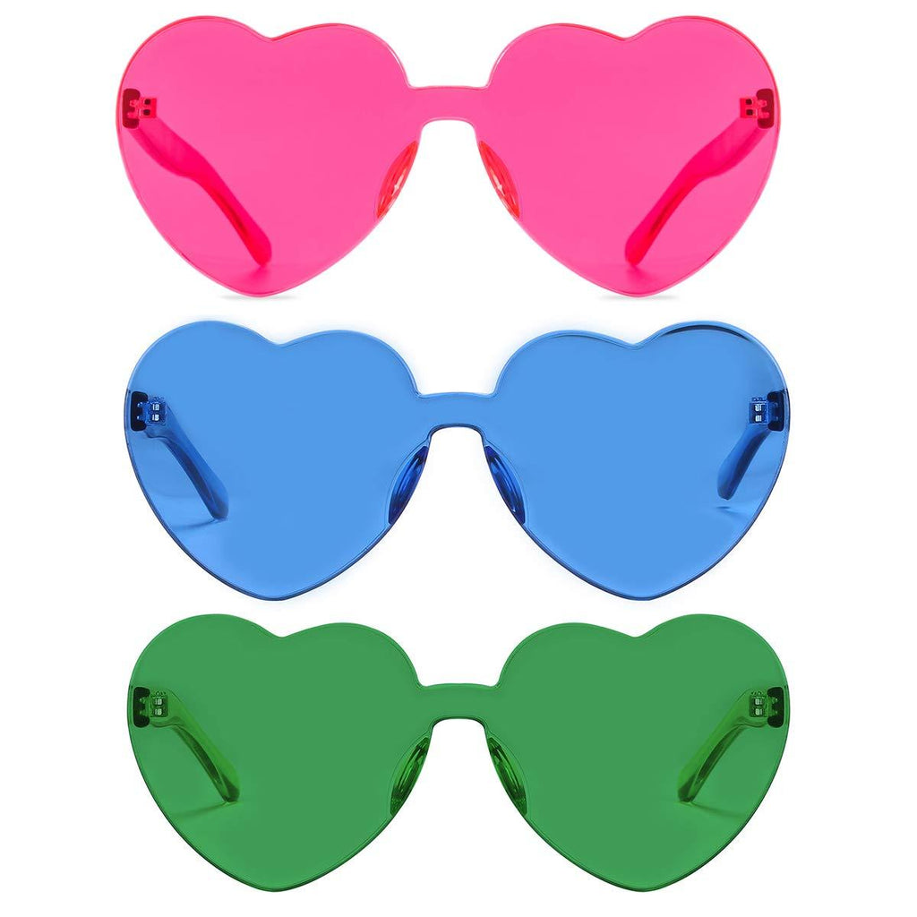 [Australia] - One Piece Heart Shaped Rimless Sunglasses Transparent Candy Color Eyewear 1-3 Color 