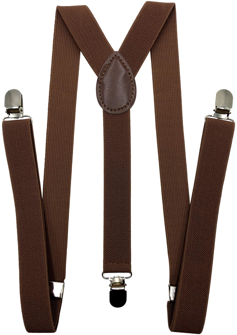 [Australia] - Consumable Depot Solid Color Suspenders Y-Back | Adjustable and Elastic | Brown 