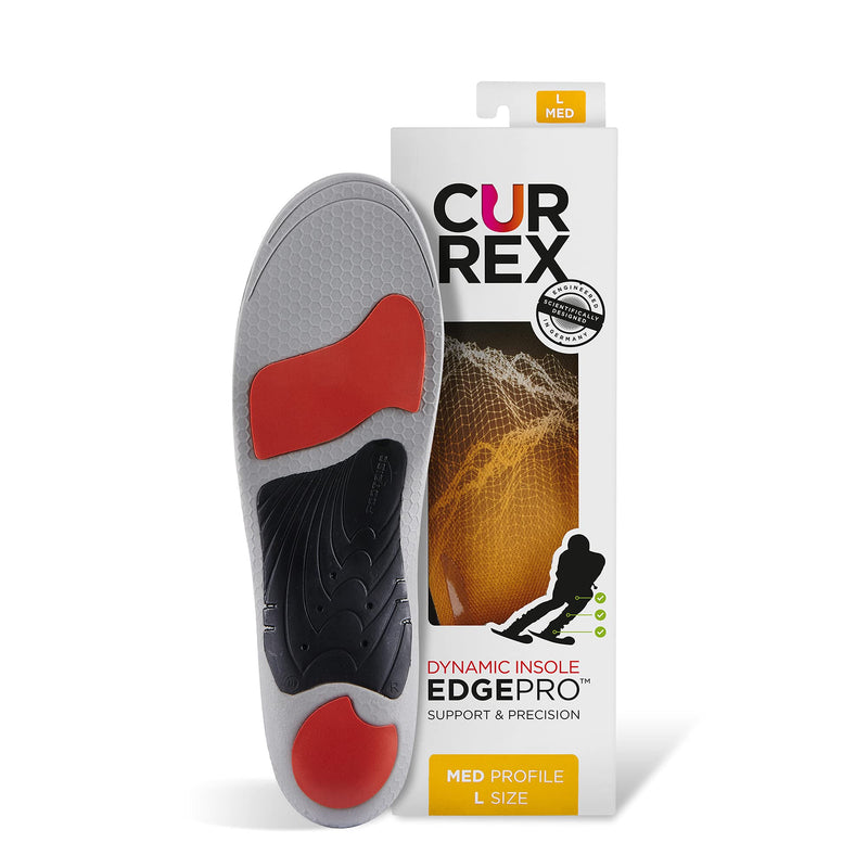 [Australia] - CURREX EdgePRO Insole - Men, Women & Youth Dynamic Support Insole - Shock Absorption, Cushioning, Anatomic Support & Super Grip - for Cross-Country Skiing, Downhill Skiing & Snowboarding XL (Mens 11-12.5 / Womens 12.5-14) Medium Arch - Yellow 