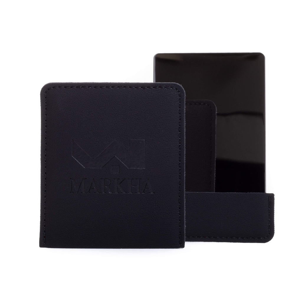 [Australia] - Markha Compact Mirror, Personal Mirrors for Purse, Pocket Mirror for Women/Men, Small Mirror, Travel Mirror (Black) Black 