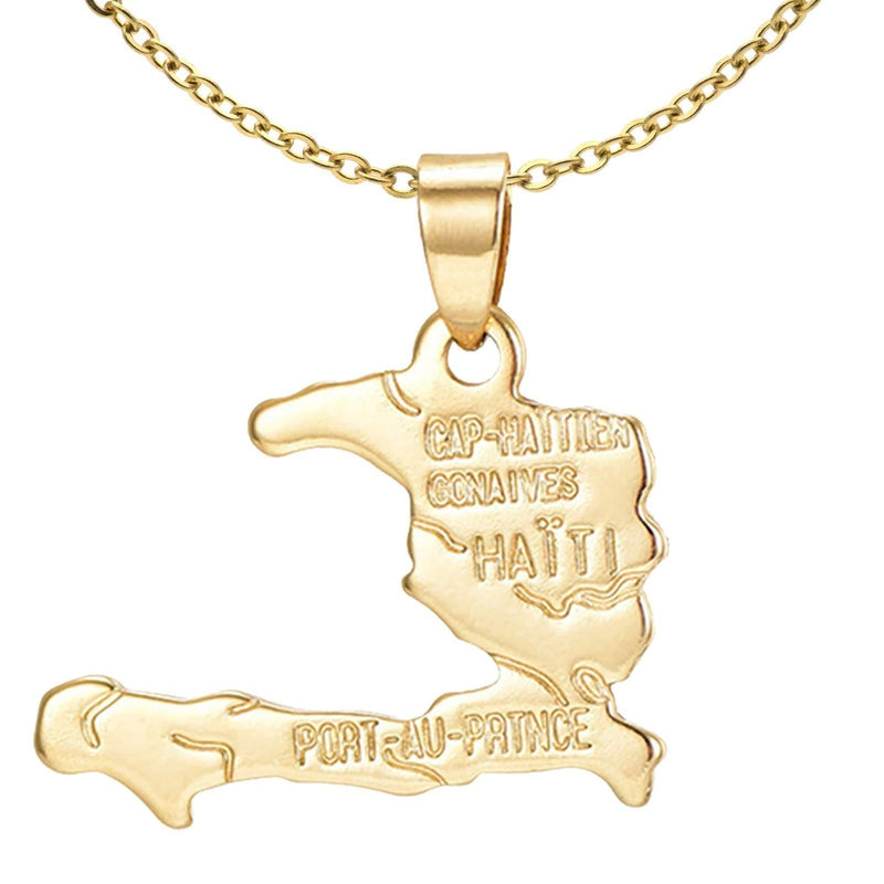 [Australia] - Xusamss Fashion 18K Gold Plated Alloy Haitian Map Pendant Charm Necklace Gold Haitian Map 
