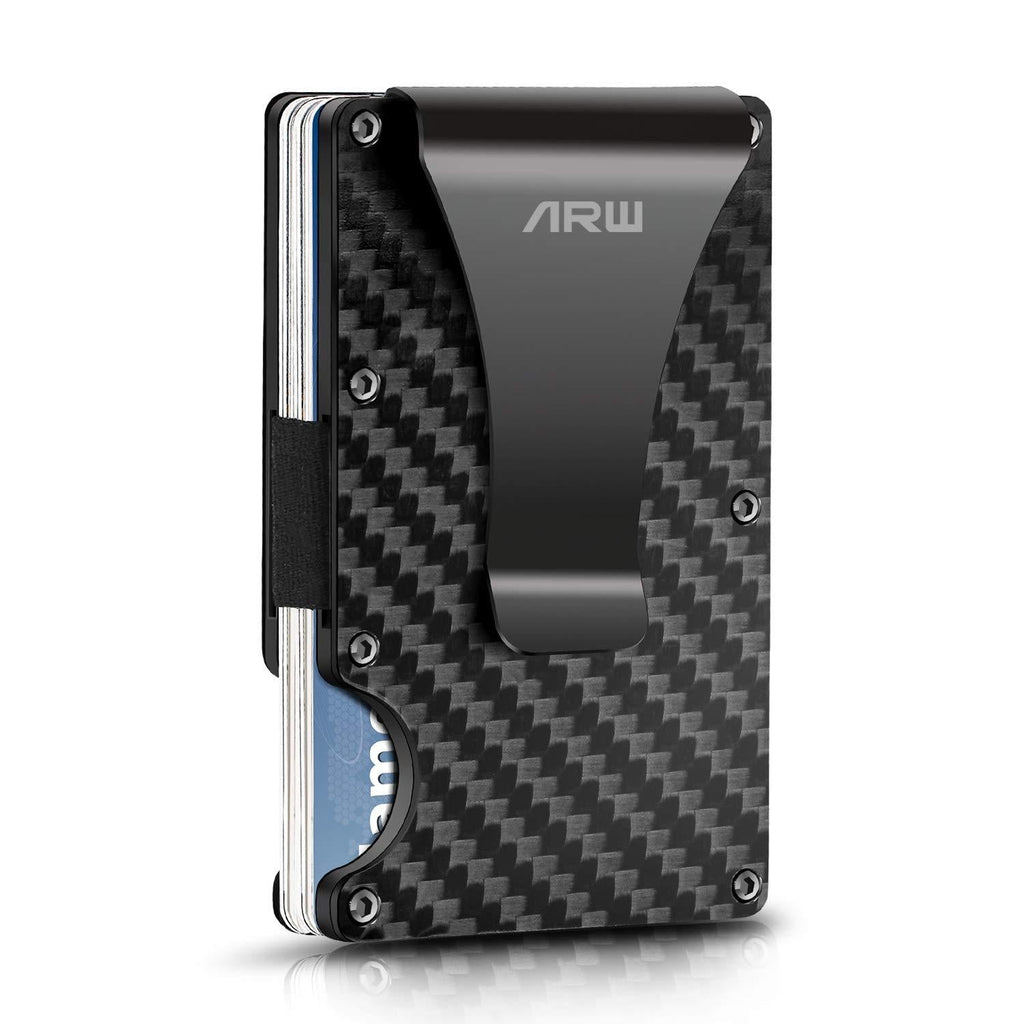 [Australia] - Carbon Fiber Wallet, ARW Metal Money Clip Wallet, RFID Blocking Minimalist Wallet for Men Aluminum Slim Cash Credit Card Holder 