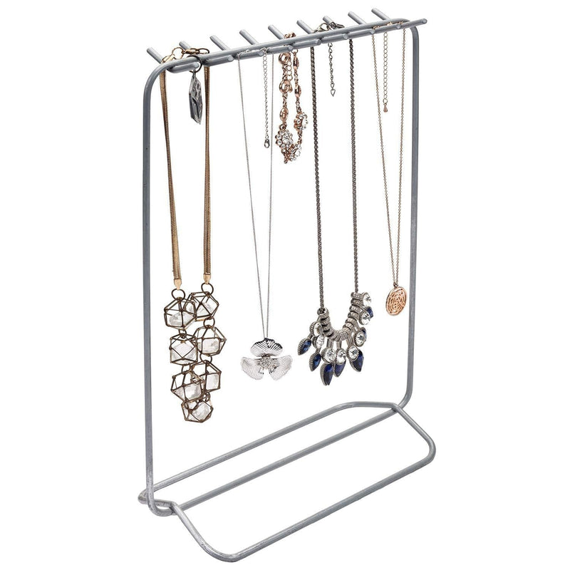 [Australia] - MyGift Grey Metal Necklace & Bracelet Display Stand with 18-Hooks 