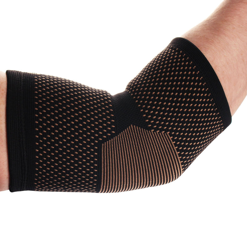[Australia] - Copper D 1 Sleeve Rayon from Bamboo Copper Compression Elbow Sleeve Brace for Relief from Injuries, Tendonitis and More or Comfort Support for Working Out and Playing Sports, Small Medium Black Copper 1 Sleeve 
