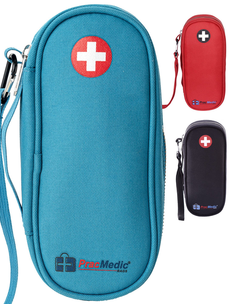 [Australia] - PracMedic Bags Epipen Carrying Case- Holds Epi Pens, Auvi Q, Epinephrine, Inhaler, Medicine Syringe, Diabetic Supplies, Portable and Insulated, Travel Medicine Bag for Emergencies, Updated (Teal) Teal 