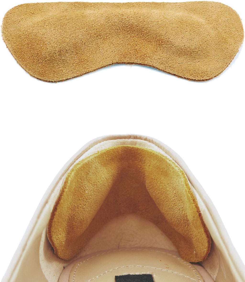 [Australia] - Leather Heel Grips Liner Cushions Inserts for Loose Shoes, Improved Shoe Fit and Comfort, Khaki,0.28inch Thick 2 Pair 1 