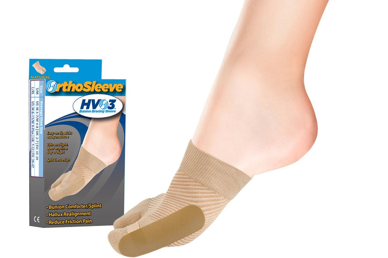 [Australia] - OrthoSleeve HV3 Bunion Brace/Splint (One Sleeve) for Foot Bunion Pain/Hallux Valgus Relief and Split-Toe Design to Help straighten Toes (S/M) S/M 