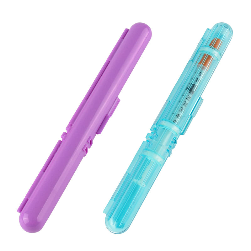 [Australia] - Medarchitect PSC (MA-PSC) Portable Travel Insulin Prefilled Syringe Case for Diabetes 2 Count (Pack of 1) Light Blue Transparent+solid Purple 