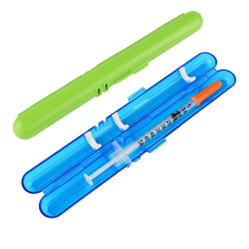 [Australia] - Medarchitect PSC (MA-PSC) Portable Travel Insulin Prefilled Syringe Case for Diabetes 2 Count (Pack of 1) Dark Blue Transparent+solid Green 
