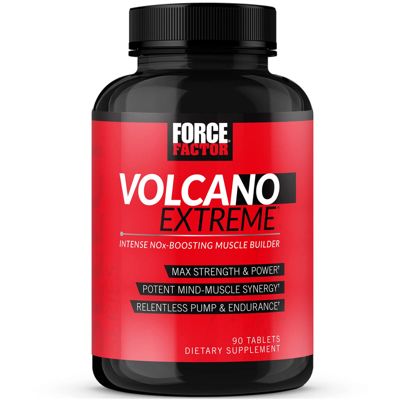 [Australia] - VolcaNO Extreme Pre Workout Nitric Oxide Booster Supplement for Men with Creatine, L-Citrulline, and Huperzine A for Better Muscle Pumps, Strength, Focus, Workout Performance, Force Factor, 90 Tablets 90 Count (Pack of 1) 