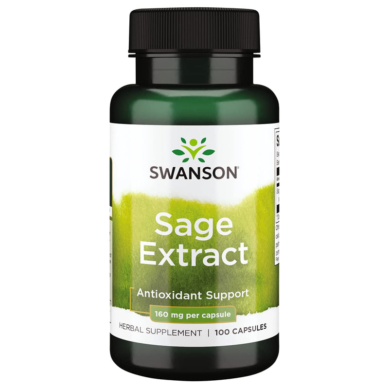 [Australia] - Swanson Sage Extract - Herbal Supplement Promoting Total-Body Health & Protection - Natural Formula for Overall Wellness Support - (100 Capsules, 160mg Each) 1 