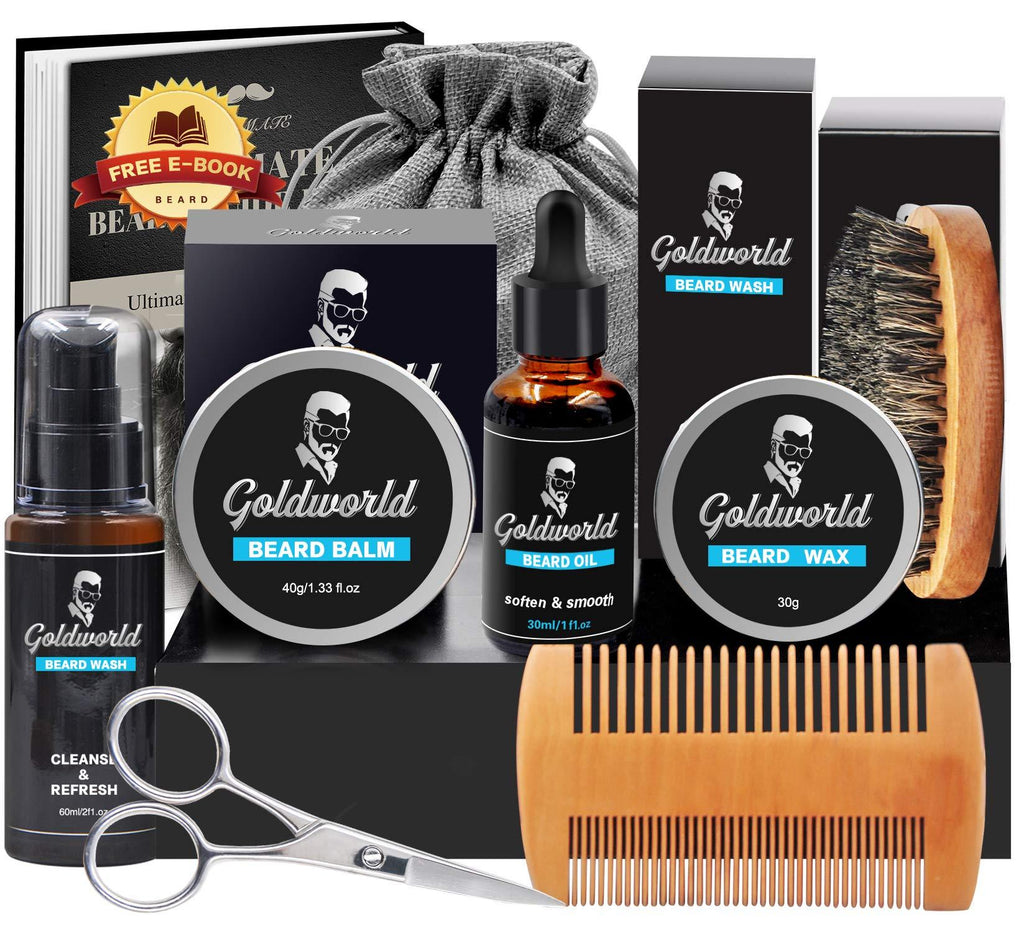 Viking Revolution Beard Comb&Beard Brush Set for Men Natural Boar Bristle