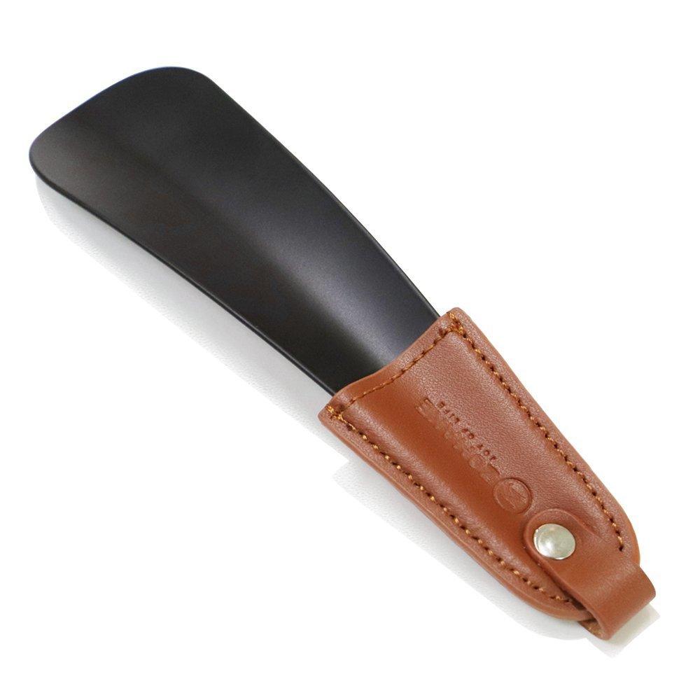 [Australia] - ZOMAKE Metal Shoe Horns with Leather Handle Stainless Steel Shoehorn for Traveling 