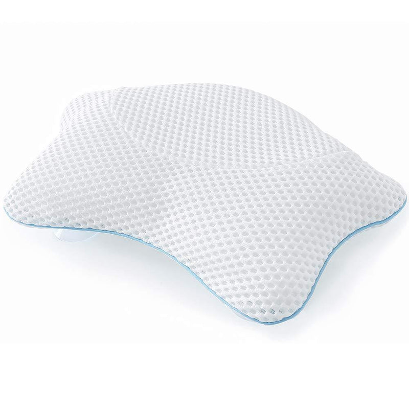 [Australia] - Non Slip Bath Pillow, Luxury Spa Bathtub Head & Neck Rest Support, Permeable Quick Drying Air Mesh Tub Pillow with 4 Large Suction Cups, Whirlpool, Jacuzzi & Standard Tubs, Soft and Relaxing Cloud Bath Pillow 