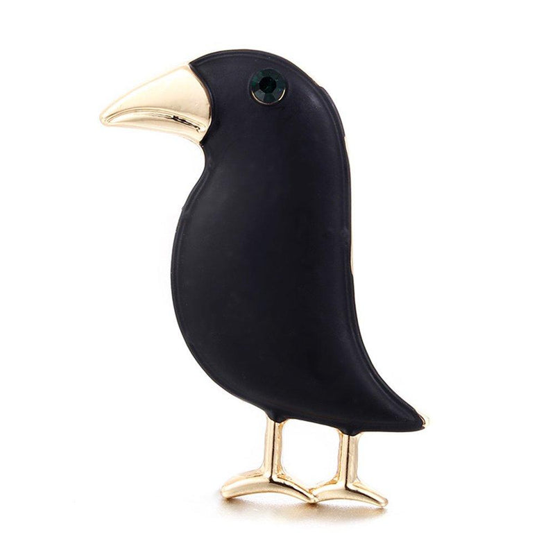 [Australia] - MINGHUA Gun Black Birds Corsage Brooches Enamel Crow Collar Jewelry for Unisex 