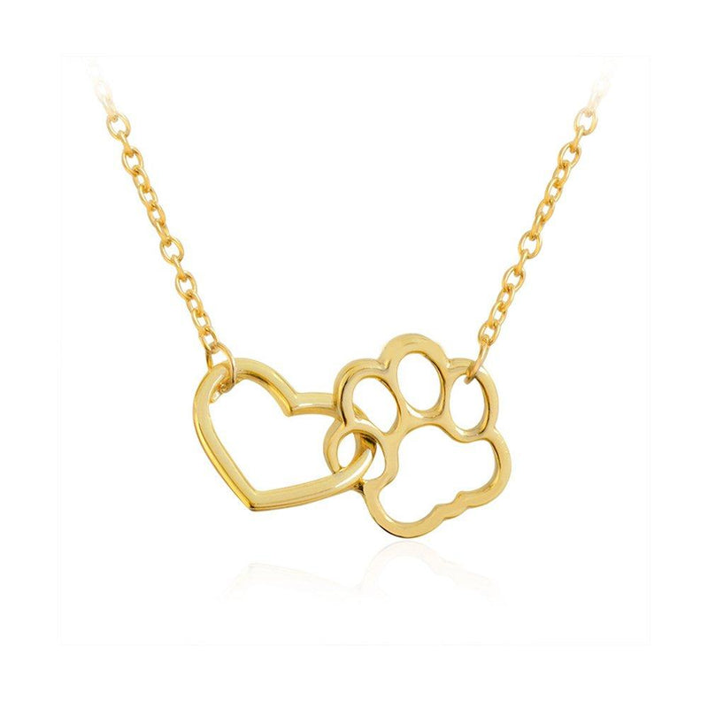 [Australia] - MANZHEN Love Heart Cute Pet Dog Puppy Paw Print Pendant Necklace Girls Gifts gold 