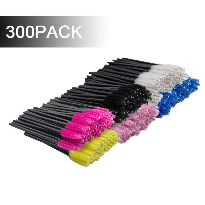 [Australia] - 300 Pack Multicolor Disposable Eyelash Mascara Brushes Wands Applicator Makeup Brush Kits, 6 Colors 