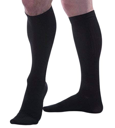 [Australia] - Allegro Men’s 8-15 mmHg Essential 122 Ribbed Compression Support Socks, Comfortable Support Garments for Men Black X-Large 