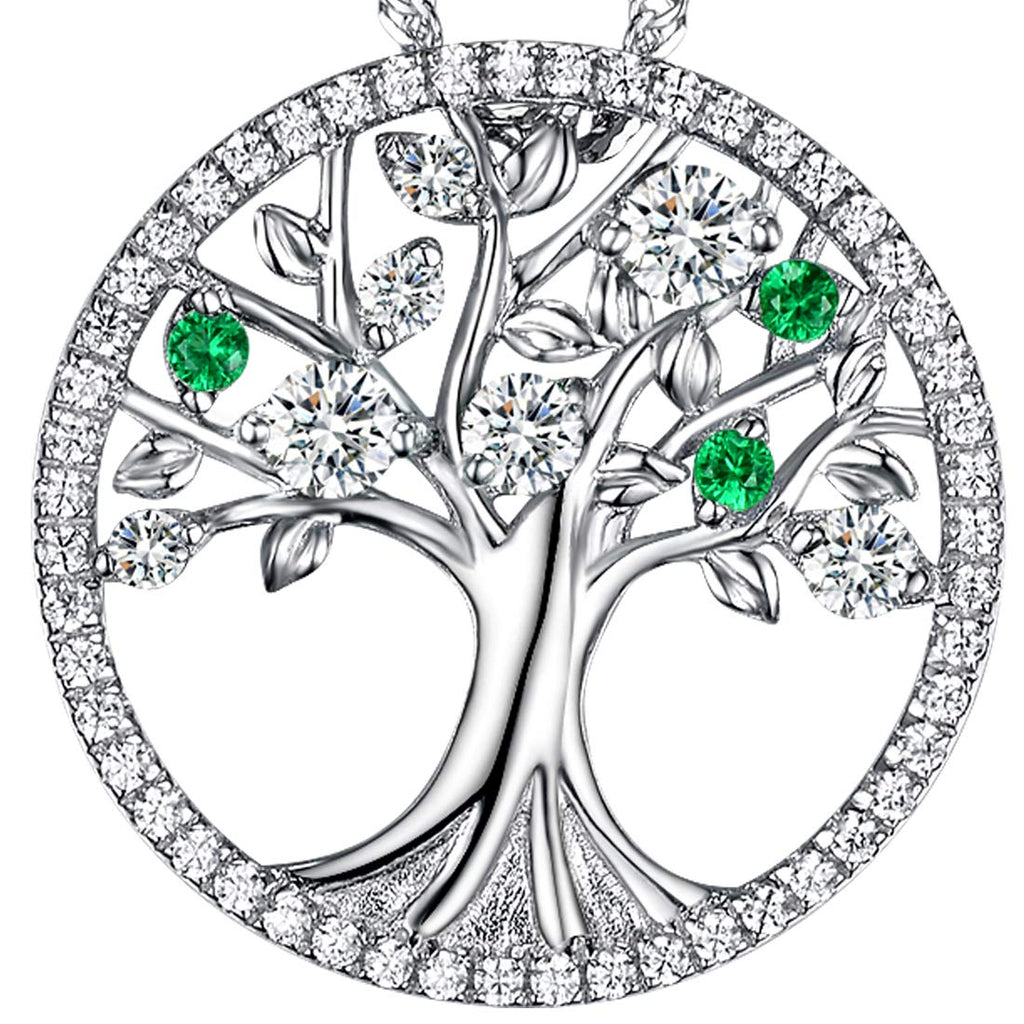 [Australia] - Jewelry for Women Birthday Gifts Emerald Necklace for Mom Wife Sterling Silver Tree of Life Pendant Simulated Diamond Jewelry Emerald Simulated Diamond Tree of Life Jewelry 