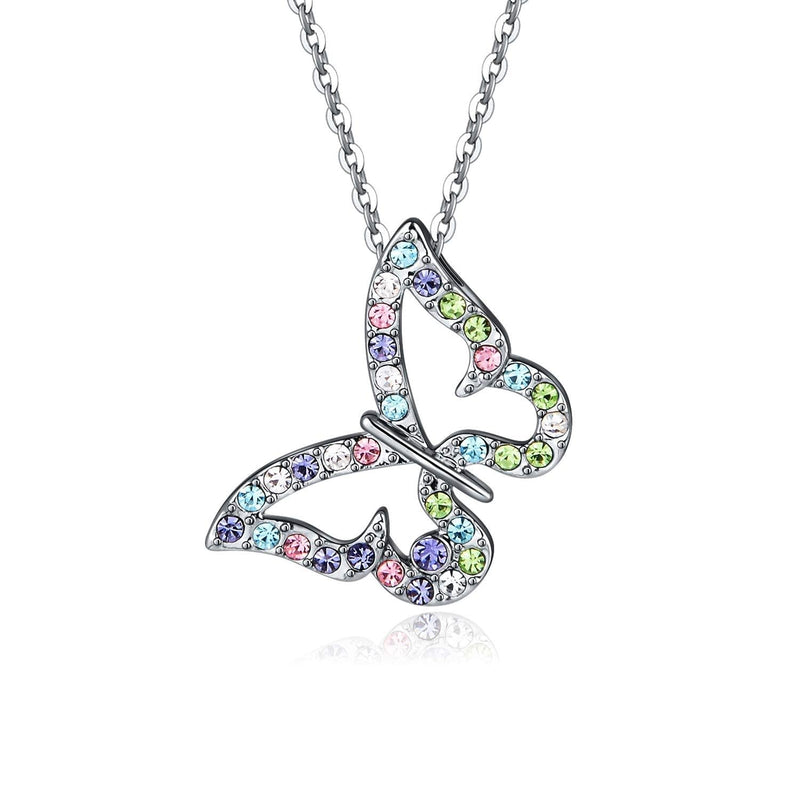 [Australia] - Kiokioa Charm Butterfly Multi-Color Crystal Chain Pendant Necklace Fashion Gift for Teen Girls Style1 