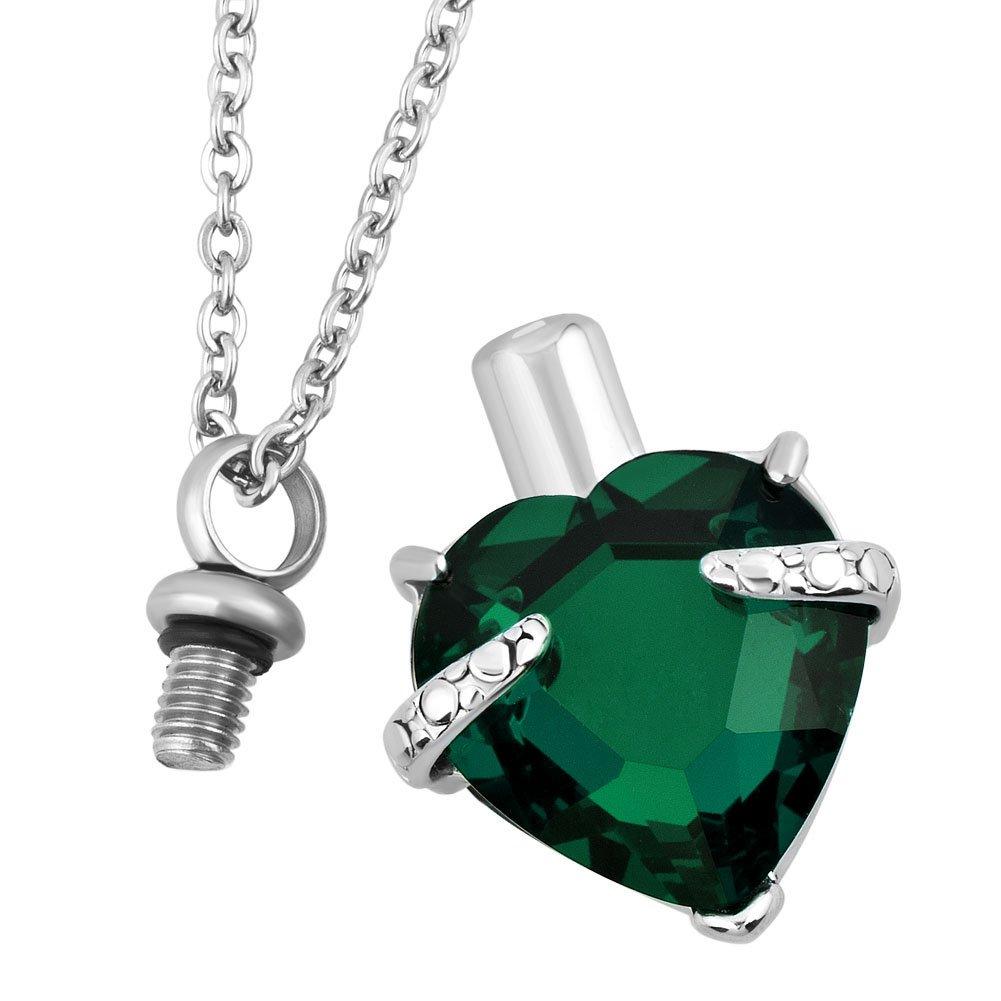 [Australia] - Sug Jasmin 12 Colors Crystal Heart Urn Necklace for Ashes Cremation Keepsake Memorial Pendant Necklaces Green 