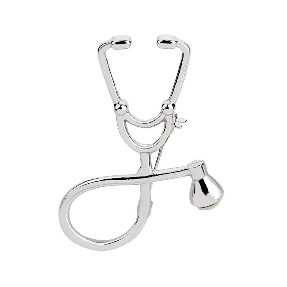 [Australia] - MINGHUA Stethoscope Brooch Stethoscope Pin Nurse, Medical Student Graduation Gift, Physician Jewelry Silver 