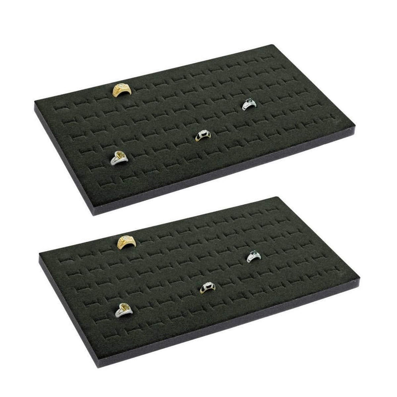 [Australia] - 2 72 Slot Black Jewelry Travel Ring Inserts Display Pads Black Foam (Black) 