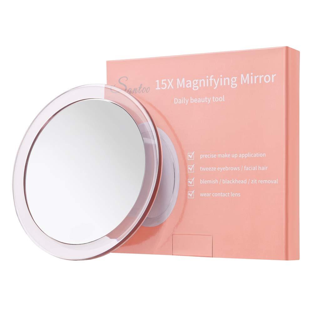 [Australia] - 15X Magnifying Mirror - with 3 Mounting Suction Cups - Used for Precise Makeup - Eyebrows/Tweezing - Blackhead/Blemish Removal - Bathroom/Travel Makeup Mirror - 6 Inch Round (Rose Gold) 15X Magnified 