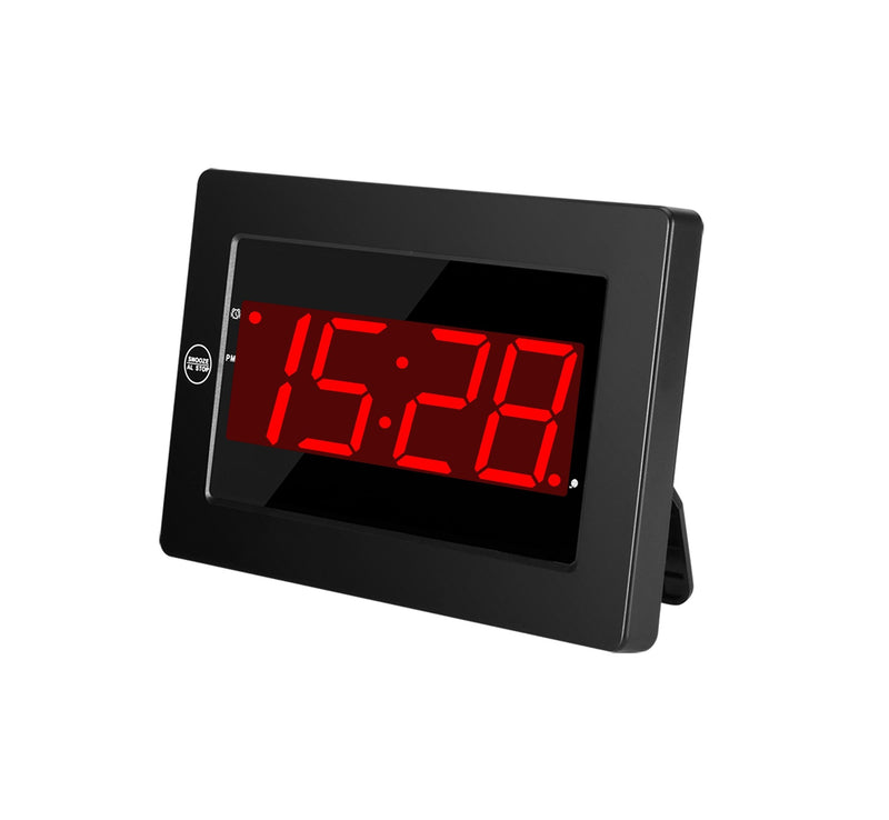[Australia] - Timegyro Digital Wall Clock LED Alarm Clock Battery Powered Only with Snooze,12/24H,Auto Dim,Brightness Adjustable Functions(Black) 